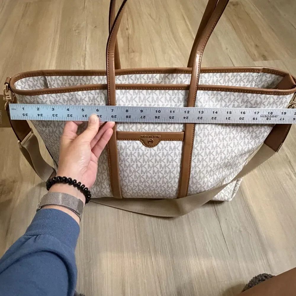 MICHAEL KORS Beck Signature Convertible Tote Bag Vanilla 30T0GKNT1B
